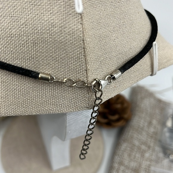 925 Diamonique QVC Geometric Statement Necklace w/ Black Adjustable Cord - Picture 7 of 14